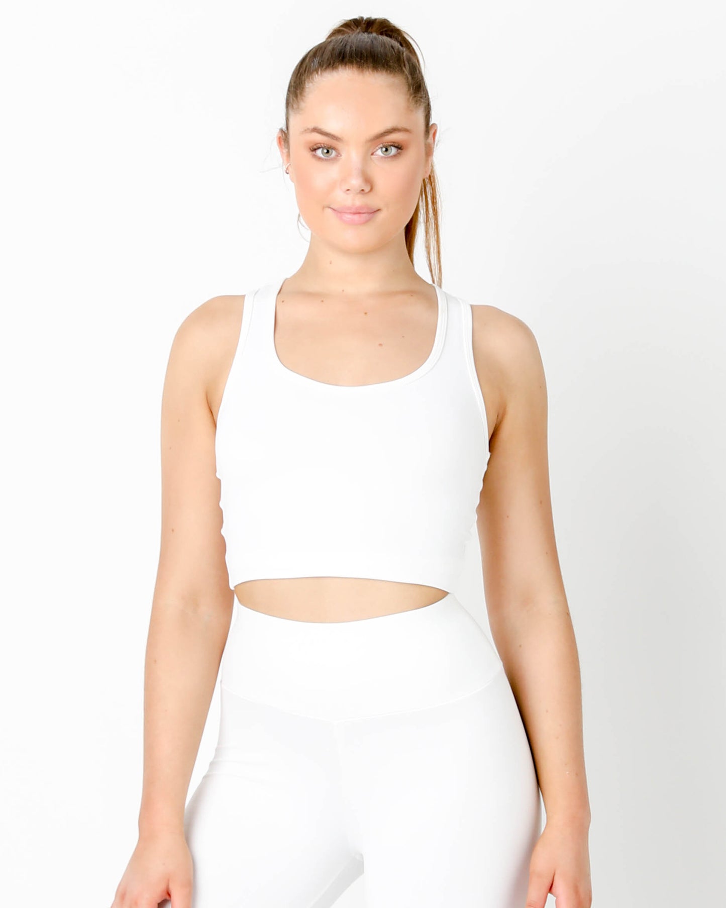 white gia racer tank top