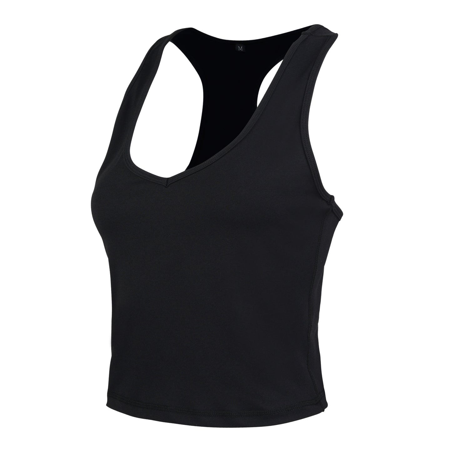 Black V Racer Crop Tank Top